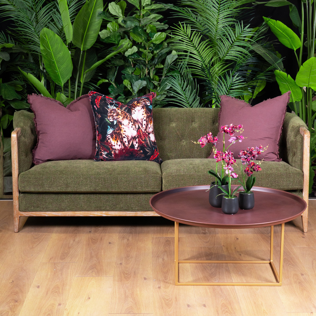 Regal 3 Seater Sofa Fabric With Washed Oak Frame - Green image 1